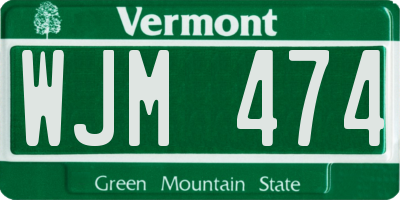 VT license plate WJM474