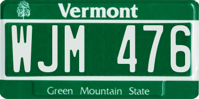 VT license plate WJM476