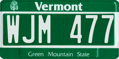 VT license plate WJM477