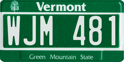 VT license plate WJM481
