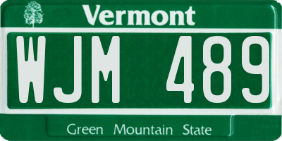 VT license plate WJM489