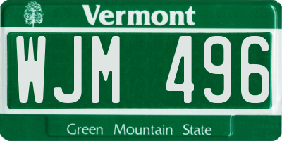 VT license plate WJM496