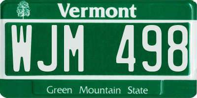 VT license plate WJM498