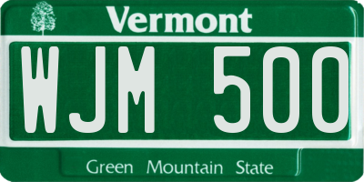 VT license plate WJM500
