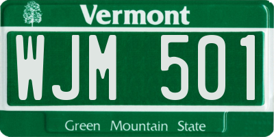 VT license plate WJM501