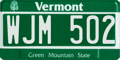 VT license plate WJM502