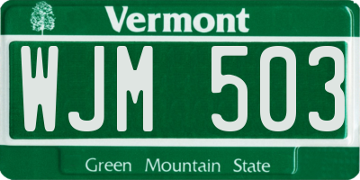 VT license plate WJM503