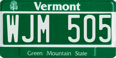 VT license plate WJM505