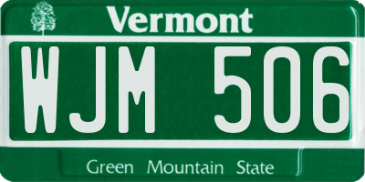 VT license plate WJM506
