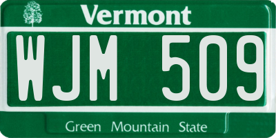 VT license plate WJM509