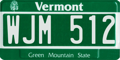 VT license plate WJM512