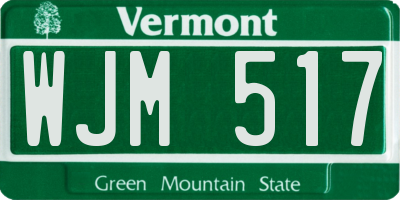 VT license plate WJM517