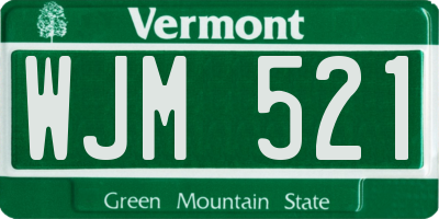 VT license plate WJM521