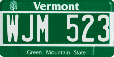 VT license plate WJM523