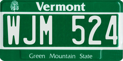 VT license plate WJM524
