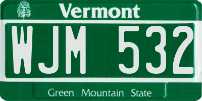 VT license plate WJM532