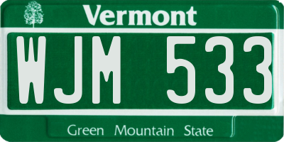 VT license plate WJM533