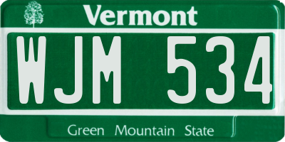 VT license plate WJM534