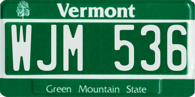 VT license plate WJM536
