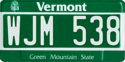 VT license plate WJM538