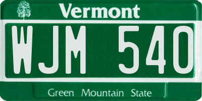VT license plate WJM540