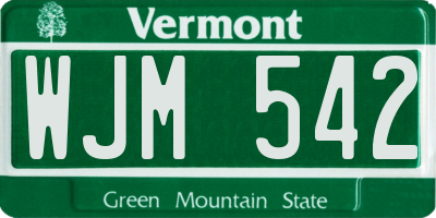 VT license plate WJM542