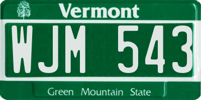 VT license plate WJM543