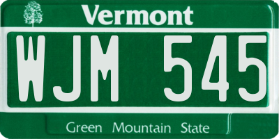 VT license plate WJM545