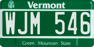 VT license plate WJM546
