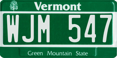 VT license plate WJM547