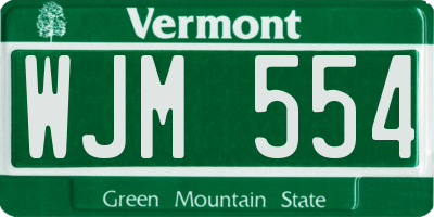 VT license plate WJM554