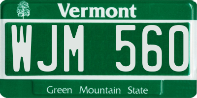 VT license plate WJM560