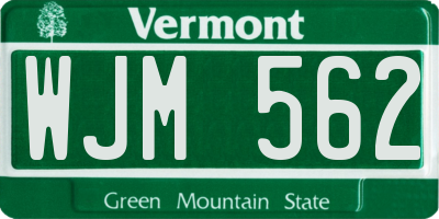 VT license plate WJM562