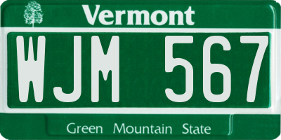 VT license plate WJM567