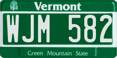 VT license plate WJM582