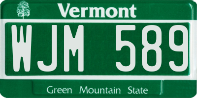 VT license plate WJM589