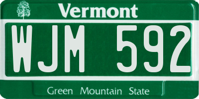 VT license plate WJM592