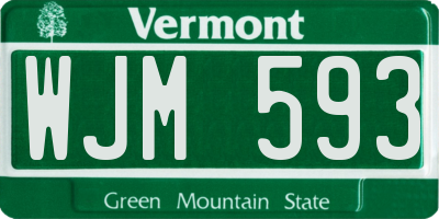 VT license plate WJM593