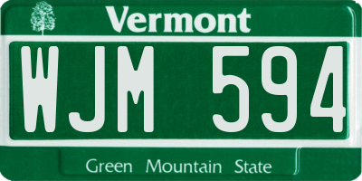 VT license plate WJM594