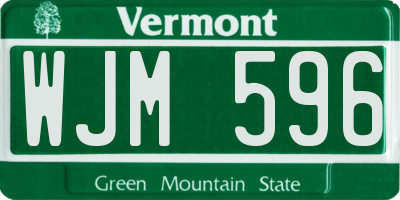 VT license plate WJM596