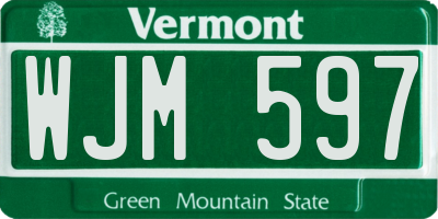 VT license plate WJM597