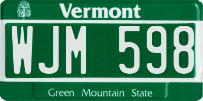 VT license plate WJM598