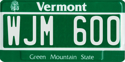 VT license plate WJM600