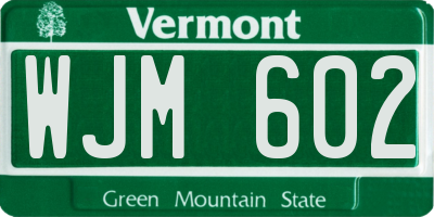 VT license plate WJM602