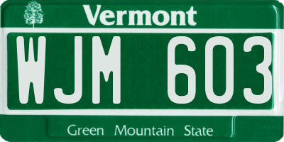 VT license plate WJM603