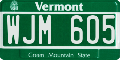 VT license plate WJM605