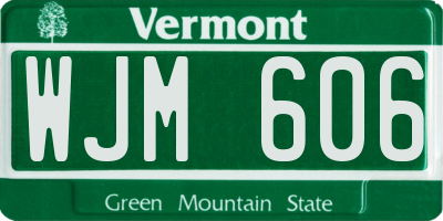 VT license plate WJM606