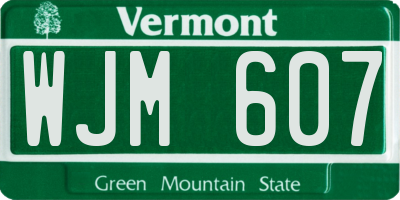 VT license plate WJM607