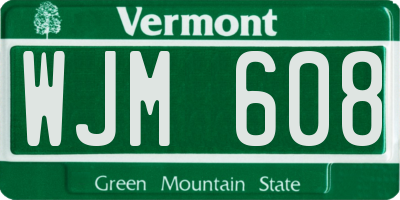VT license plate WJM608