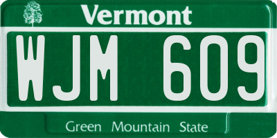 VT license plate WJM609